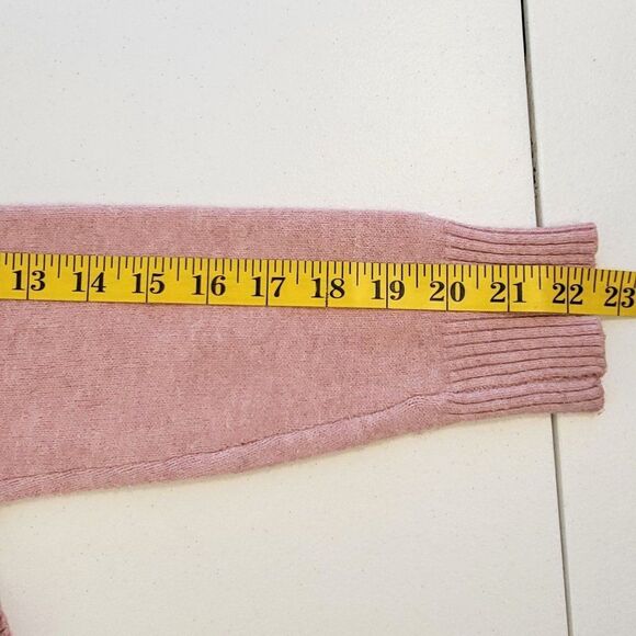 Evelin Italian Cable Knit Sweater Womens M Pink Vneck Long Sleeve Modal Barbie - Picture 10 of 10